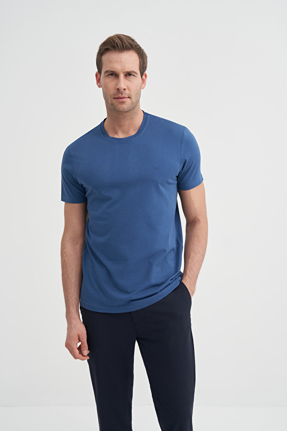 Cazador Slim Fit Bisiklet Yaka Erkek Tişört 25YCEEO04623 Indıgo Cazador Slim Fit Bisiklet Yaka Erkek Tişört 25YCEEO04623 Indıgo