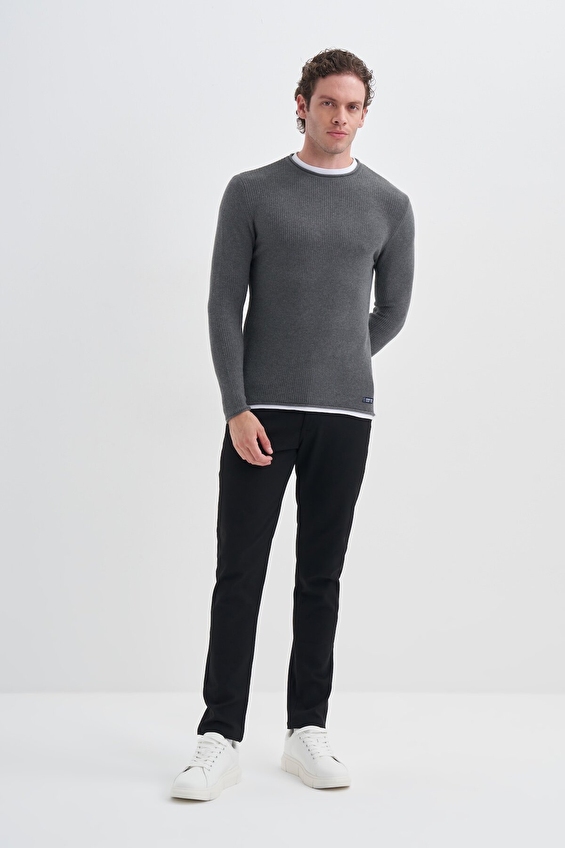 Cazador Slim Fit Erkek Kazak 30100 Koyu gri Cazador Slim Fit Erkek Kazak 30100 Koyu gri