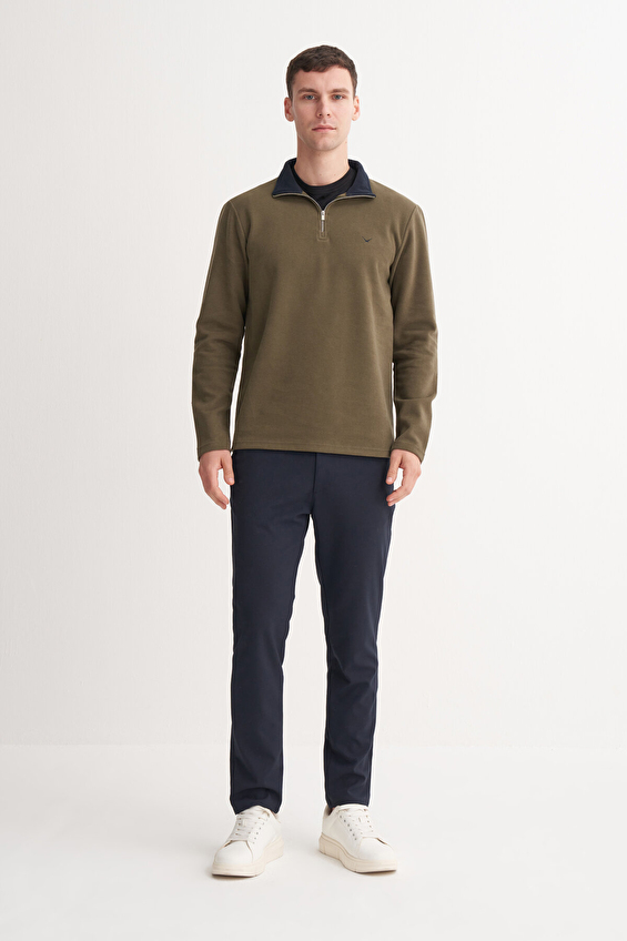 Cazador Slim Fit Erkek Sweatshırt 56430 Haki Cazador Slim Fit Erkek Sweatshırt 56430 Haki