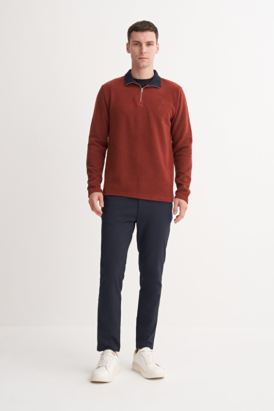 Cazador Slim Fit Erkek Sweatshırt 56430 Kiremit Cazador Slim Fit Erkek Sweatshırt 56430 Kiremit