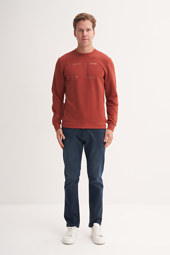 Cazador Slim Fit Erkek Sweatshırt 53880 Kiremit Cazador Slim Fit Erkek Sweatshırt 53880 Kiremit
