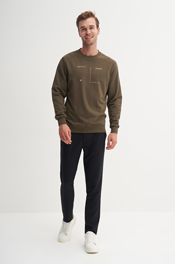 Cazador Slim Fit Erkek Sweatshırt 53880 Haki Cazador Slim Fit Erkek Sweatshırt 53880 Haki