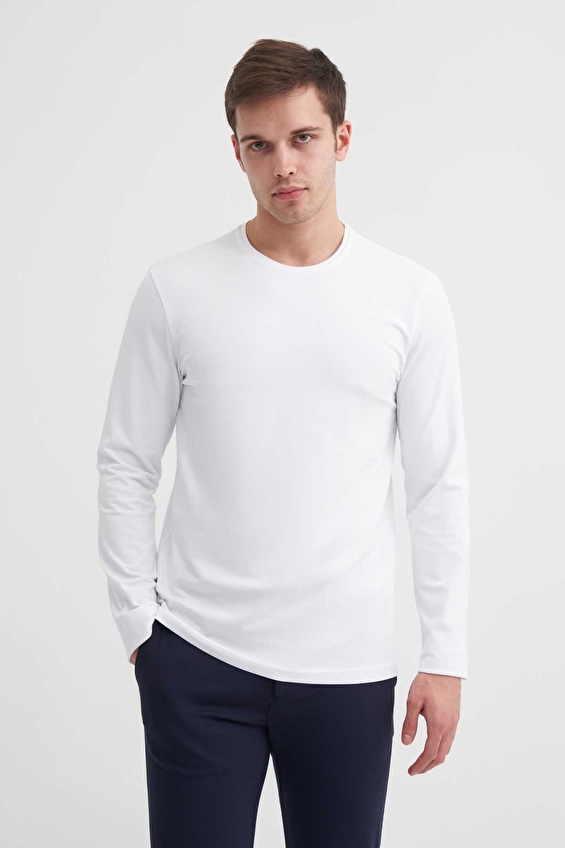 Cazador Slim Fit Erkek Sweatshırt 56060 Beyaz Cazador Slim Fit Erkek Sweatshırt 56060 Beyaz