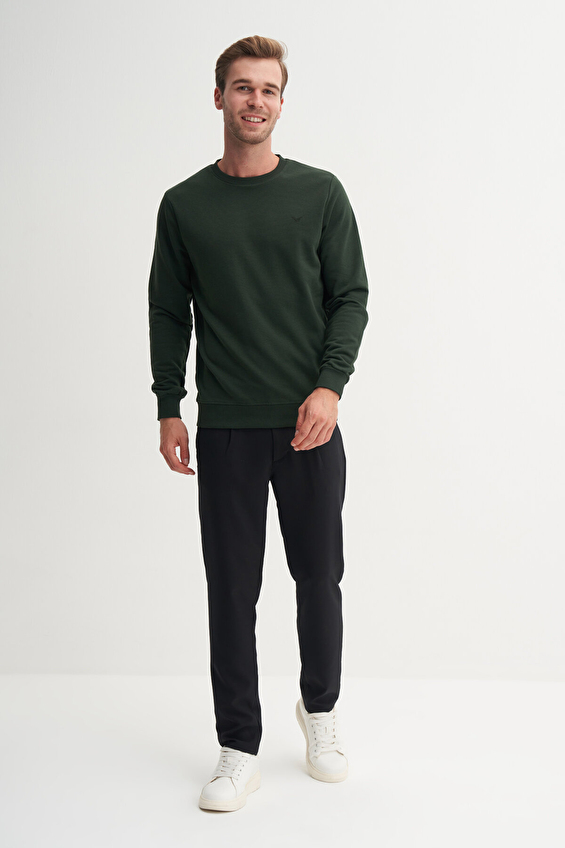 Cazador Slim Fit Erkek Sweatshırt 56100 Koyu yeşil Cazador Slim Fit Erkek Sweatshırt 56100 Koyu yeşil