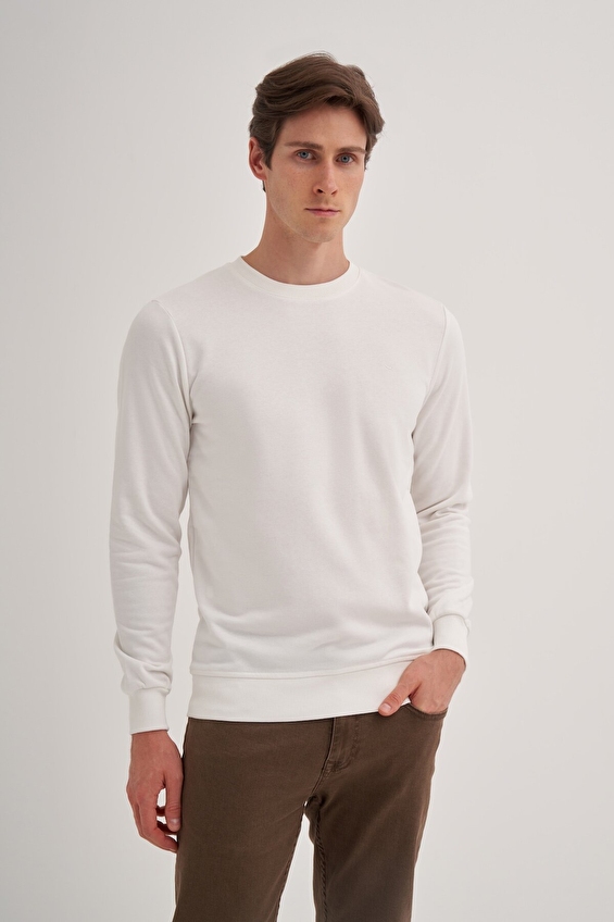 Cazador Slim Fit Erkek Sweatshırt 56100 Ekru Cazador Slim Fit Erkek Sweatshırt 56100 Ekru