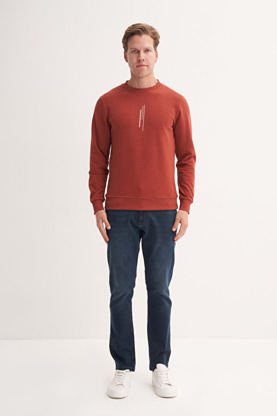 Cazador Slim Fit Erkek Sweatshırt 54185 Kiremit Cazador Slim Fit Erkek Sweatshırt 54185 Kiremit