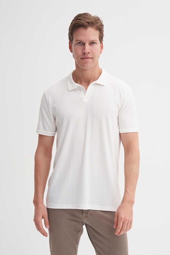 Cazador Regular Fit Erkek Tişört 42040 Beyaz Cazador Regular Fit Erkek Tişört 42040 Beyaz