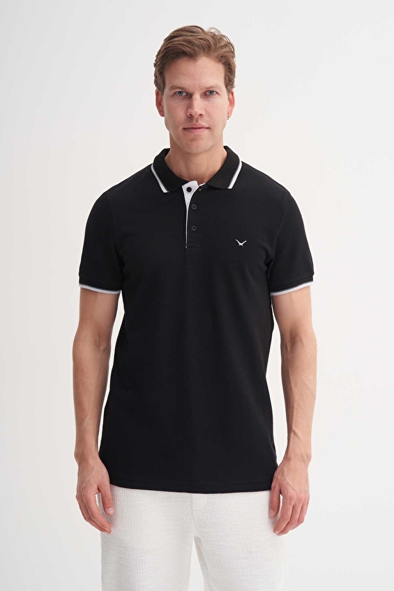 Cazador Slim Fit Erkek Tişört 46140 Siyah/beyaz Cazador Slim Fit Erkek Tişört 46140 Siyah/beyaz