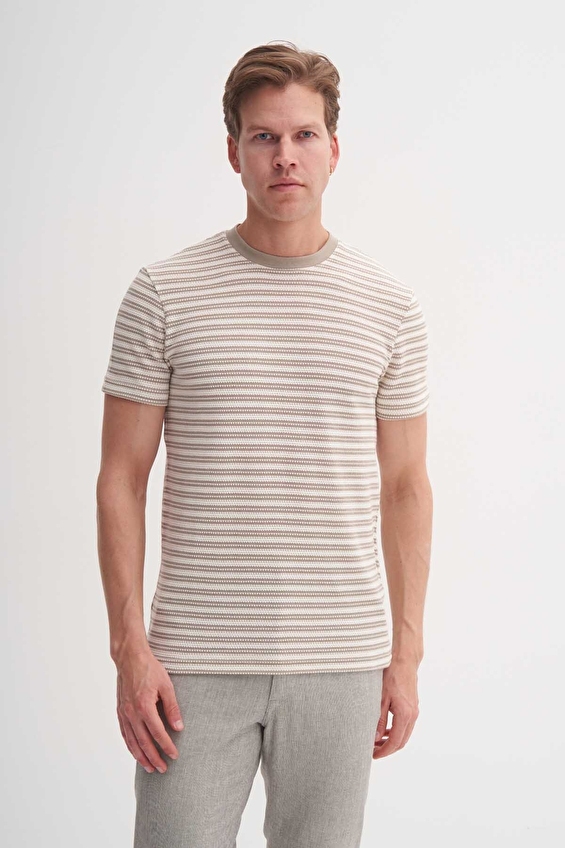 Cazador Slim Fit Erkek Tişört 41830 Bej Cazador Slim Fit Erkek Tişört 41830 Bej