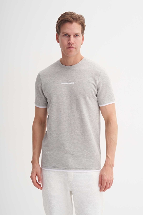 Cazador Slim Fit Erkek Tişört 42430 Gri melanj Cazador Slim Fit Erkek Tişört 42430 Gri melanj