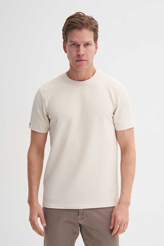 Cazador Slim Fit Erkek Tişört 42020 Bej Cazador Slim Fit Erkek Tişört 42020 Bej