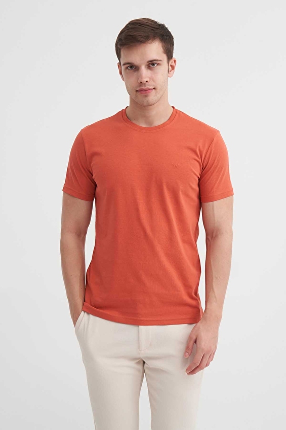 Cazador Slim Fit Erkek Tişört 46230 Kiremit Cazador Slim Fit Erkek Tişört 46230 Kiremit