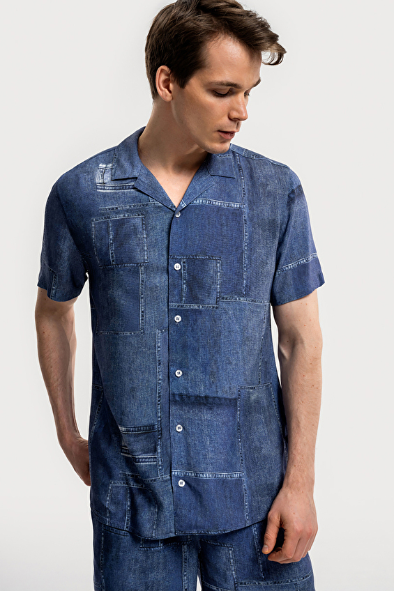 Loft Erkek Kısa Kol Gömlek LF2036288 BLE Mavi Loft Erkek Kısa Kol Gömlek LF2036288 BLE Mavi