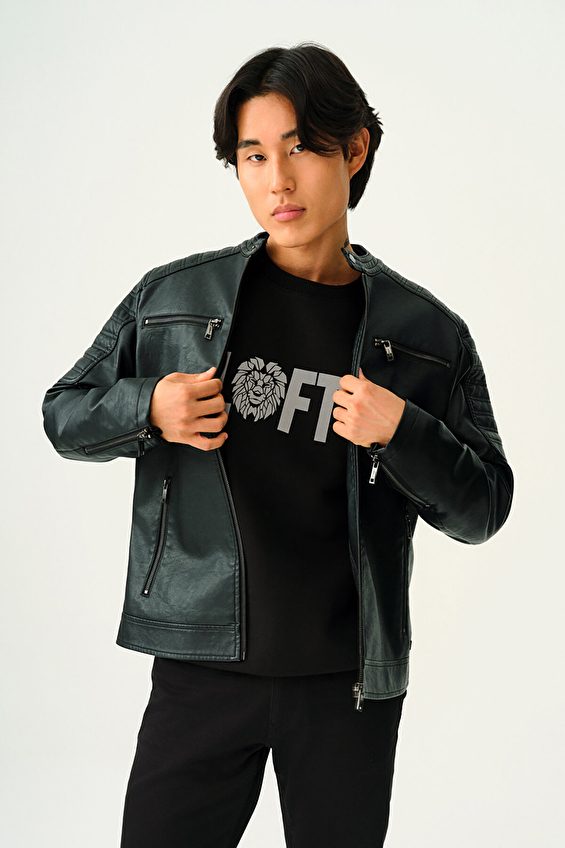 Loft Erkek Deri Ceket LF2033245 BLK Siyah Loft Erkek Deri Ceket LF2033245 BLK Siyah