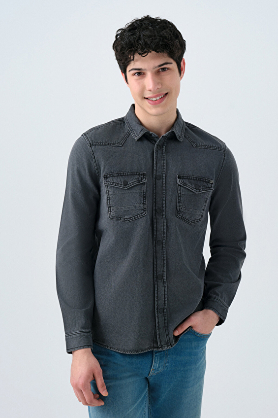 Loft Erkek Kot Gömlek LF2035731 DN11925 Antrasit Loft Erkek Kot Gömlek LF2035731 DN11925 Antrasit