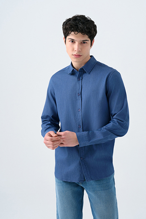 Loft Erkek Gömlek LF2038615 INV Indıgo Loft Erkek Gömlek LF2038615 INV Indıgo