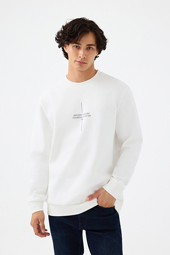 Loft Erkek Sweatshirt LF2041080 OFW Kırık beyaz Loft Erkek Sweatshirt LF2041080 OFW Kırık beyaz