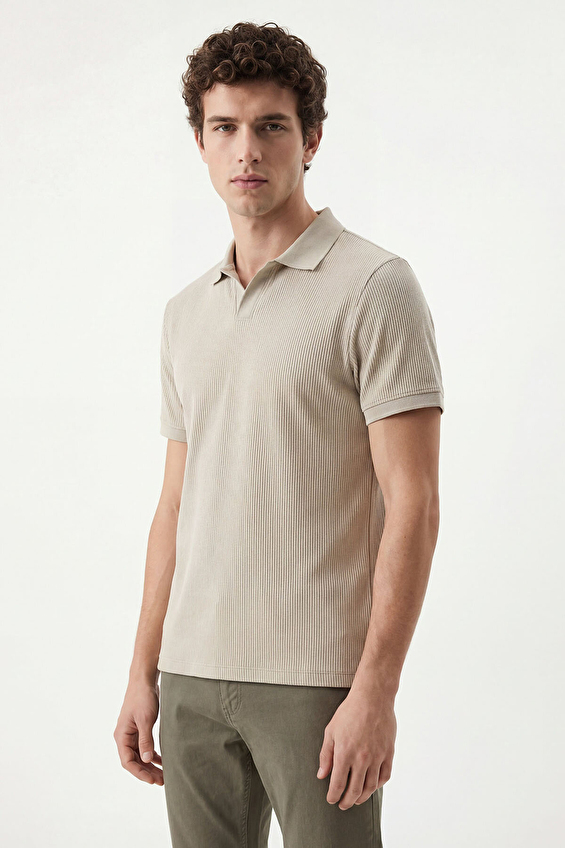Loft Erkek Polo Yaka Tişört LF2042167 LBG Bej Loft Erkek Polo Yaka Tişört LF2042167 LBG Bej