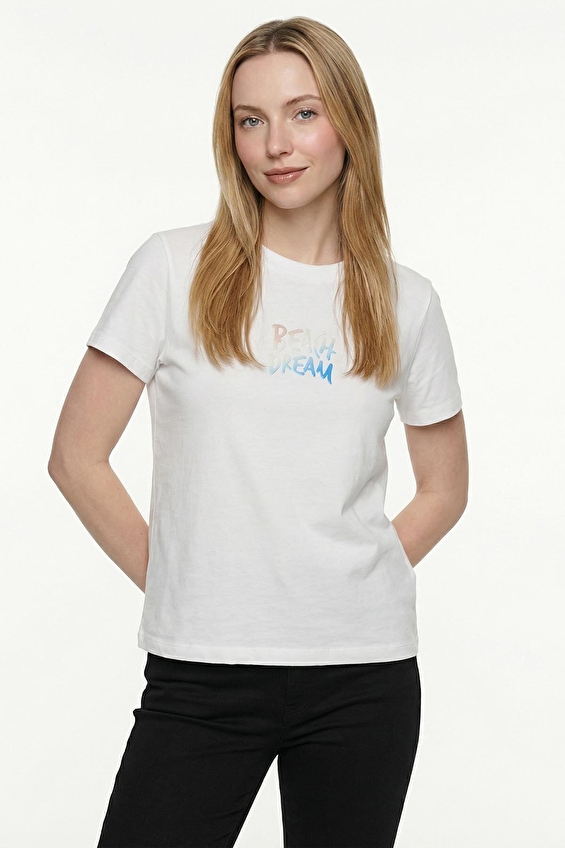 Loft Kadın Tişört LF2042222 Krem Loft Kadın Tişört LF2042222 Krem