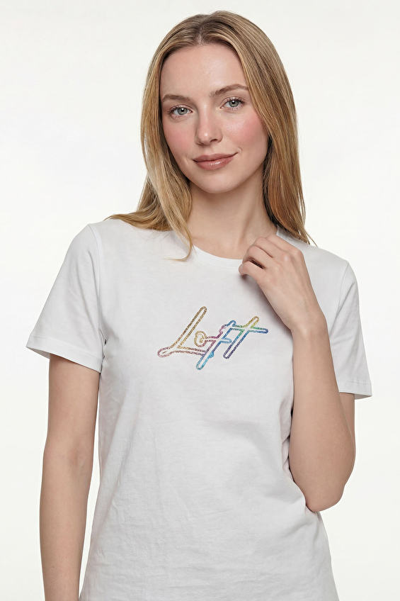 Loft Kadın Tişört LF2042218 Krem Loft Kadın Tişört LF2042218 Krem