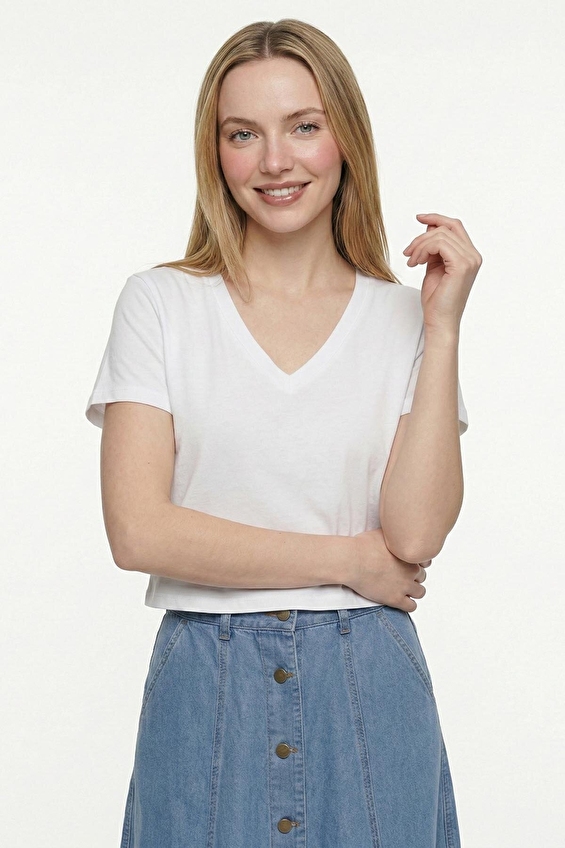 Loft Kadın Tişört LF2043568 Krem Loft Kadın Tişört LF2043568 Krem