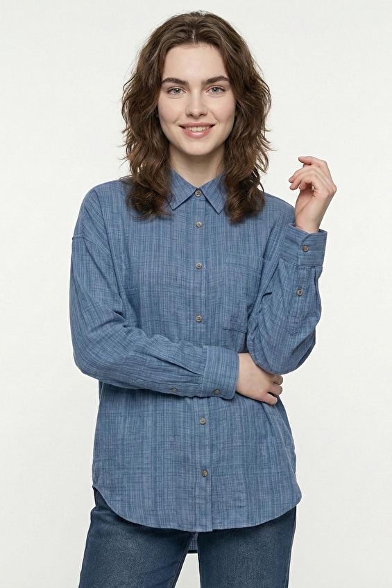 Loft Kadın Gömlek LF2042160 Mavi Loft Kadın Gömlek LF2042160 Mavi