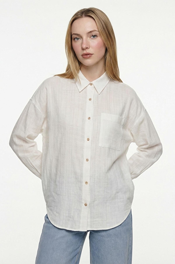 Loft Kadın Gömlek LF2042160 Krem Loft Kadın Gömlek LF2042160 Krem