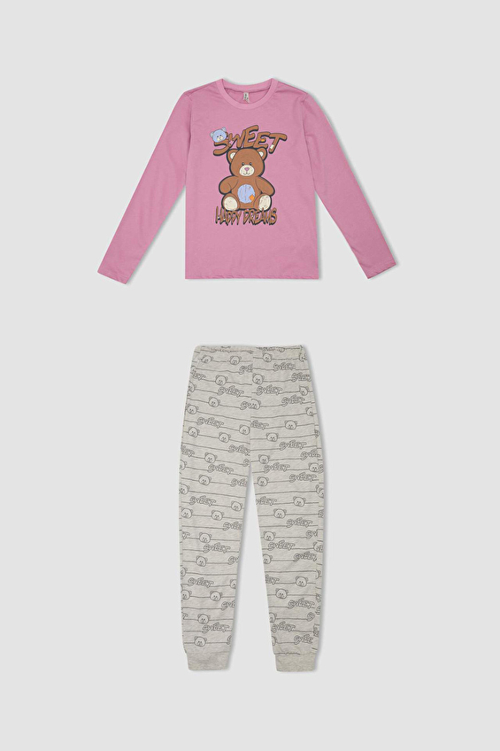 Defacto Kız Çocuk Pijama Takımı D2108A8TRA PMB Pembe Defacto Kız Çocuk Pijama Takımı D2108A8TRA PMB Pembe