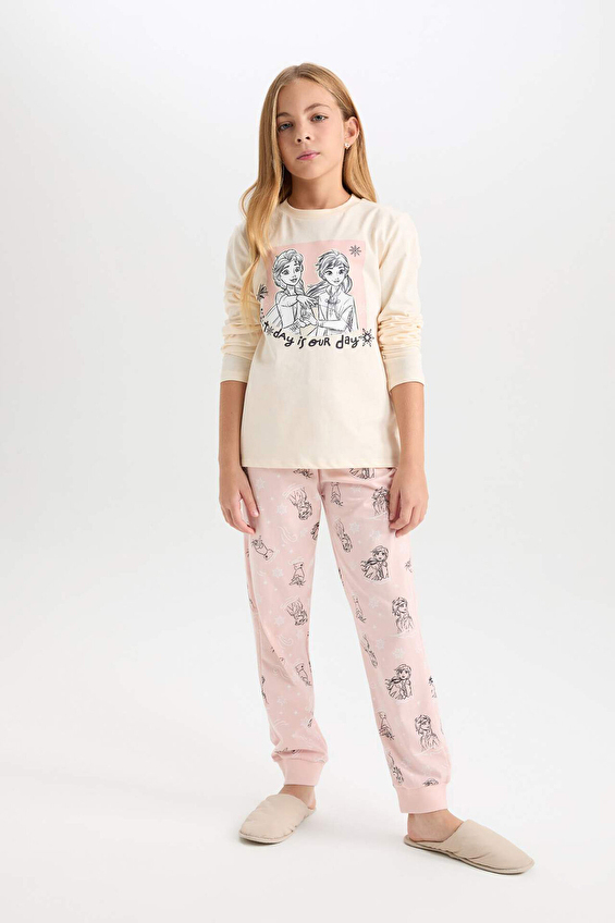 Defacto Kız Çocuk Pijama Takımı D3746A8TRA Ekru Defacto Kız Çocuk Pijama Takımı D3746A8TRA Ekru