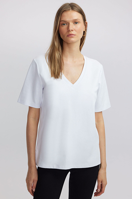 İpekyol Regular Fit Kadın Tişört IW6240070108 Beyaz İpekyol Regular Fit Kadın Tişört IW6240070108 Beyaz