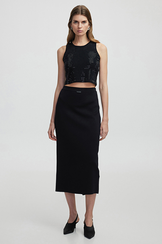 İpekyol Kalem Triko Kadın Etek IS1250004062 Siyah İpekyol Kalem Triko Kadın Etek IS1250004062 Siyah