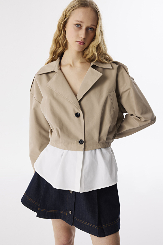 Twist Mono Yaka Regular Fit Düğme Kapama Düşük Omuz Kadın Trençkot TS1250011025 Bej Twist Mono Yaka Regular Fit Düğme Kapama Düşük Omuz Kadın Trençkot TS1250011025 Bej