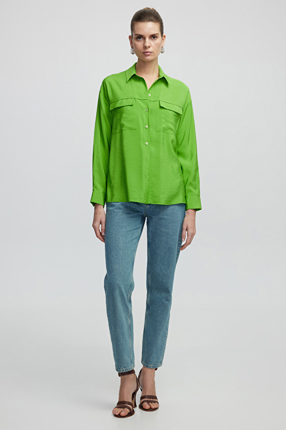 İpekyol Kadın Gömlek IS1250025139 Yeşil İpekyol Kadın Gömlek IS1250025139 Yeşil