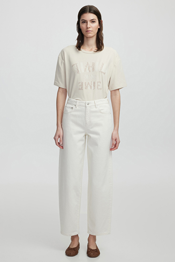 İpekyol Fermuar Kapama Orta Bel Bilek Boy Kadın Kot Pantolon IS1250018011 Bej İpekyol Fermuar Kapama Orta Bel Bilek Boy Kadın Kot Pantolon IS1250018011 Bej