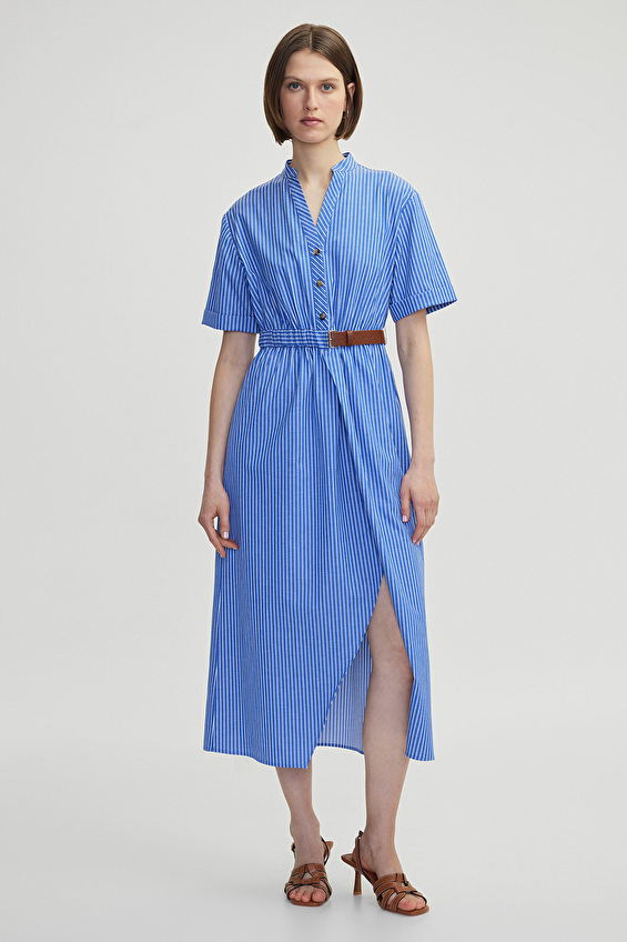 İpekyol Regular Fit Düğme Kapama Hakim Yaka Kadın Elbise IS1250002488 Mavi İpekyol Regular Fit Düğme Kapama Hakim Yaka Kadın Elbise IS1250002488 Mavi