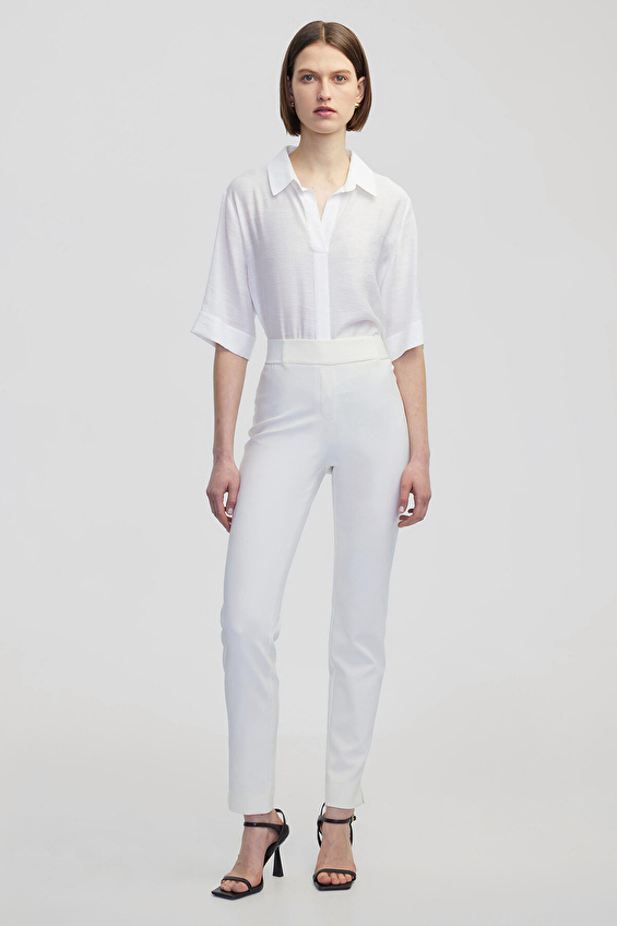 İpekyol Straight Fit Orta Bel Bilek Boy Kadın Pantolon IS1250003247 Beyaz İpekyol Straight Fit Orta Bel Bilek Boy Kadın Pantolon IS1250003247 Beyaz