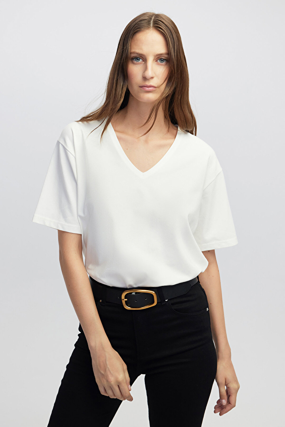 İpekyol Kadın Tişört IW6250070073 Ekru İpekyol Kadın Tişört IW6250070073 Ekru