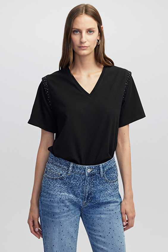 İpekyol Kadın Tişört IW6250070083 Siyah İpekyol Kadın Tişört IW6250070083 Siyah