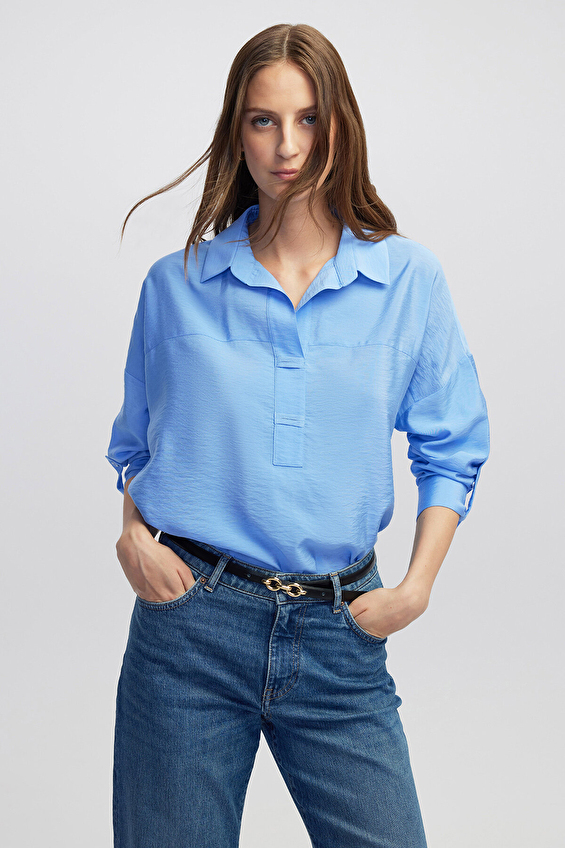 İpekyol Kadın Bluz IW6250006060 Mavi İpekyol Kadın Bluz IW6250006060 Mavi