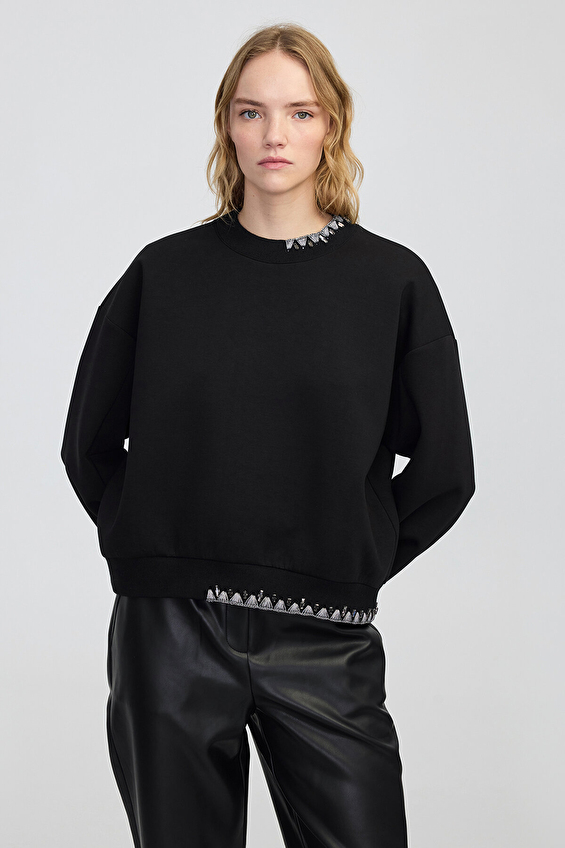 İpekyol Kadın Sweatshirt IW6250091054 Siyah İpekyol Kadın Sweatshirt IW6250091054 Siyah