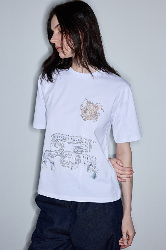 İpekyol Kadın Tişört IS1260070061 Beyaz İpekyol Kadın Tişört IS1260070061 Beyaz