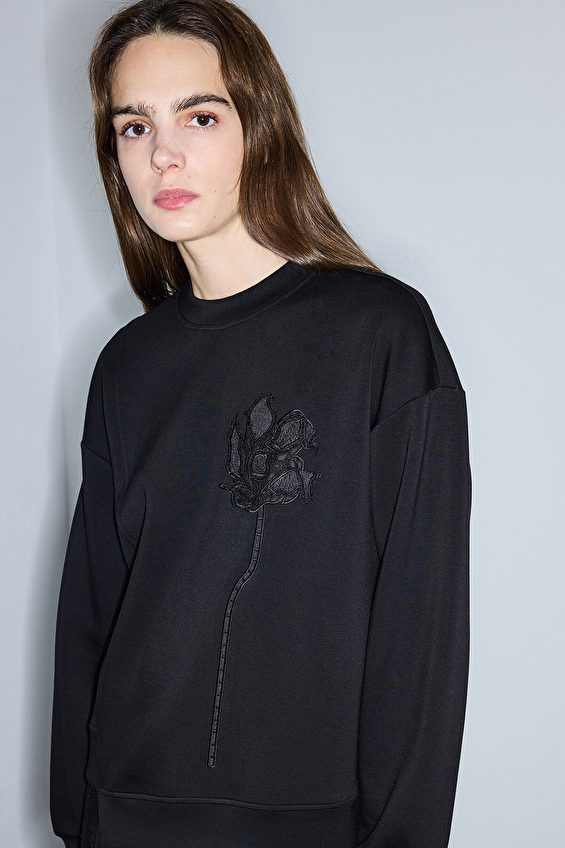 İpekyol Kadın Sweatshirt IS1260091015 Siyah İpekyol Kadın Sweatshirt IS1260091015 Siyah