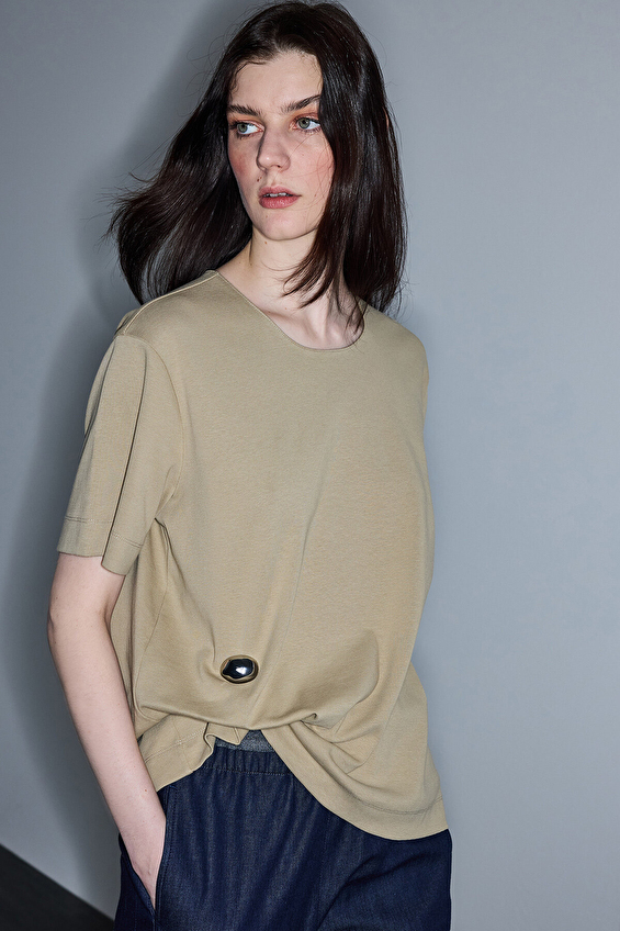 İpekyol Kadın Tişört IS1260070085 Haki İpekyol Kadın Tişört IS1260070085 Haki