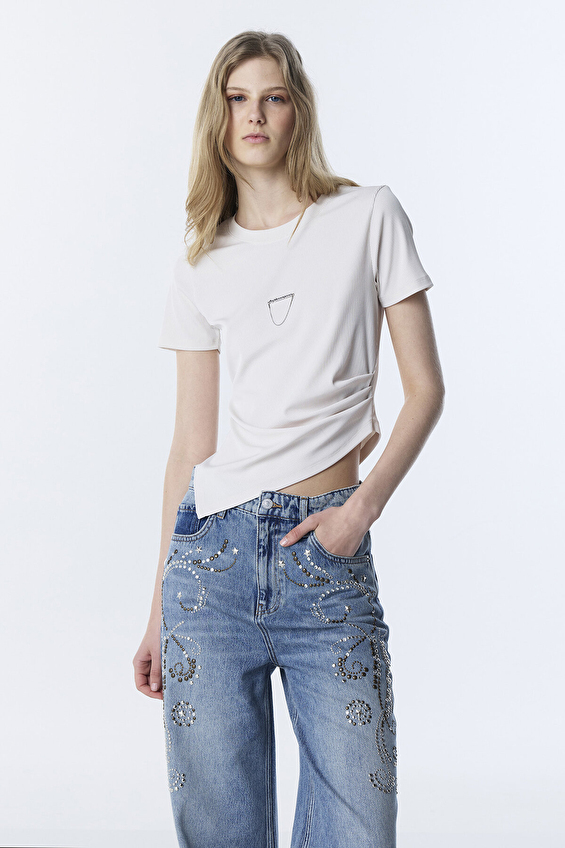 Twist Kadın Tişört TS1260070111 Bej Twist Kadın Tişört TS1260070111 Bej