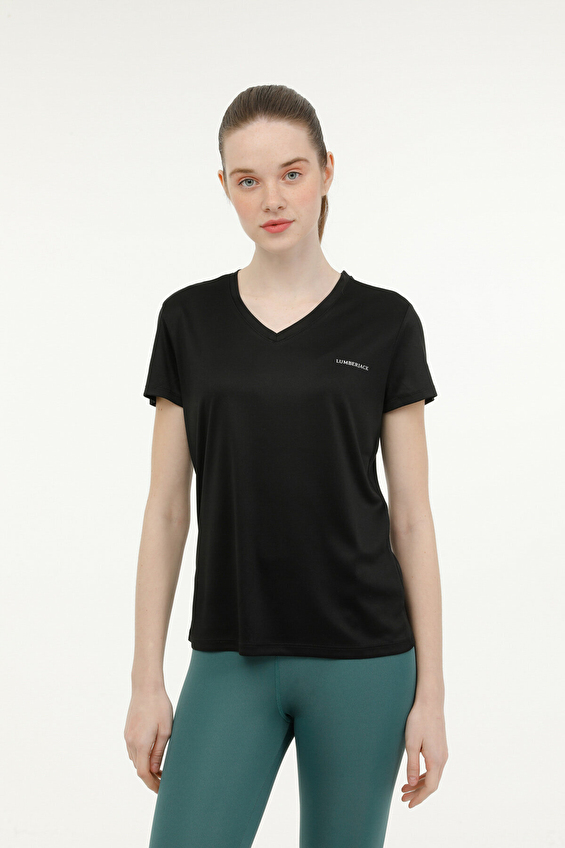 Lumberjack Regular Fit V Yaka Kadın Tişört BASIC CT127 Siyah Lumberjack Regular Fit V Yaka Kadın Tişört BASIC CT127 Siyah