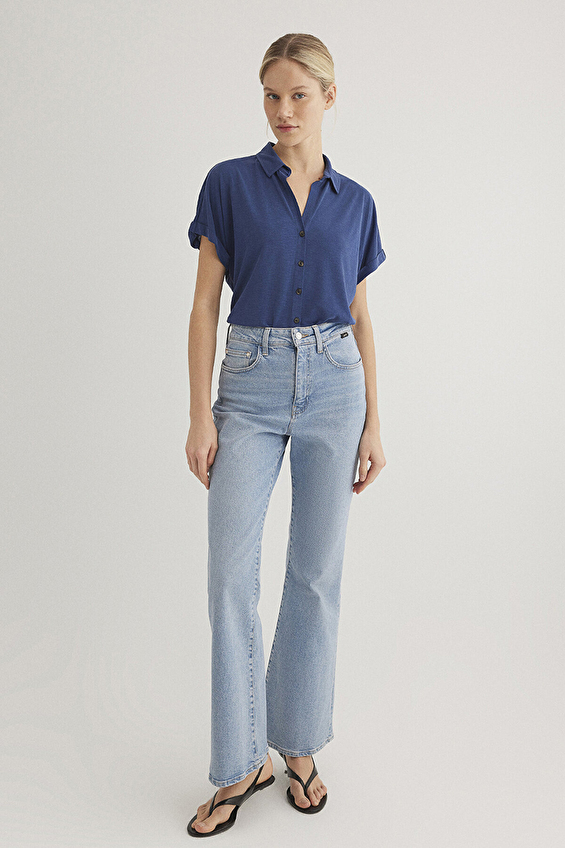 Mavi Polo Yaka Regular Fit Kısa Kollu Kadın Tişört M168081 70491 Mavi Mavi Polo Yaka Regular Fit Kısa Kollu Kadın Tişört M168081 70491 Mavi