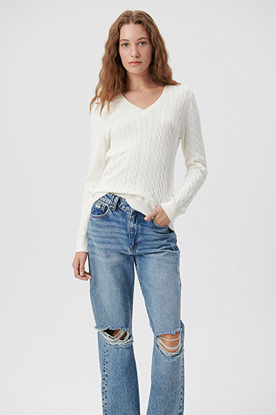 Mavi Kadın Kazak M1710340 70057 Ekru Mavi Kadın Kazak M1710340 70057 Ekru