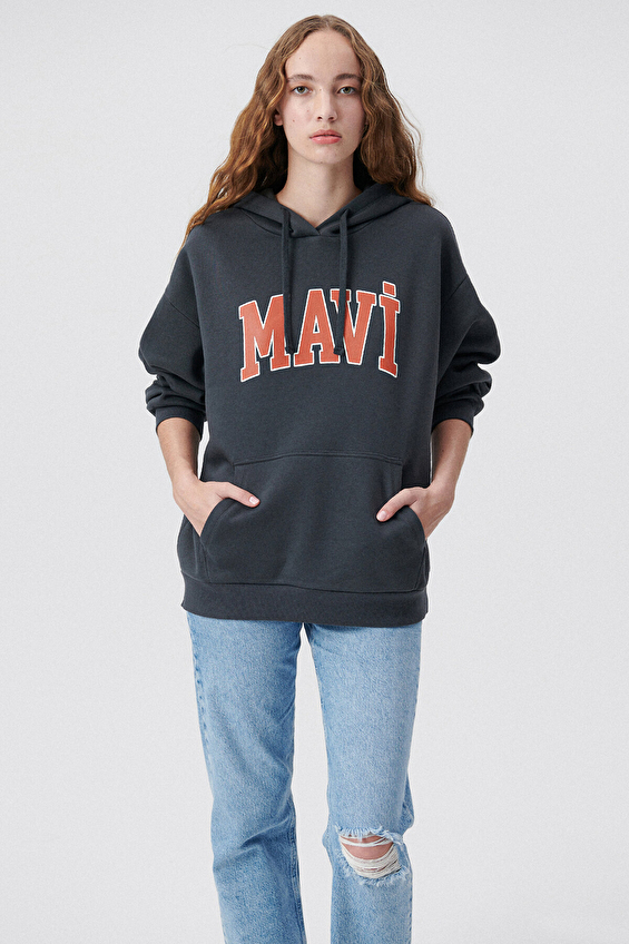 Mavi Uzun Kollu Oversize Kadın Sweatshirt M1600361 80106 Antrasit Mavi Uzun Kollu Oversize Kadın Sweatshirt M1600361 80106 Antrasit