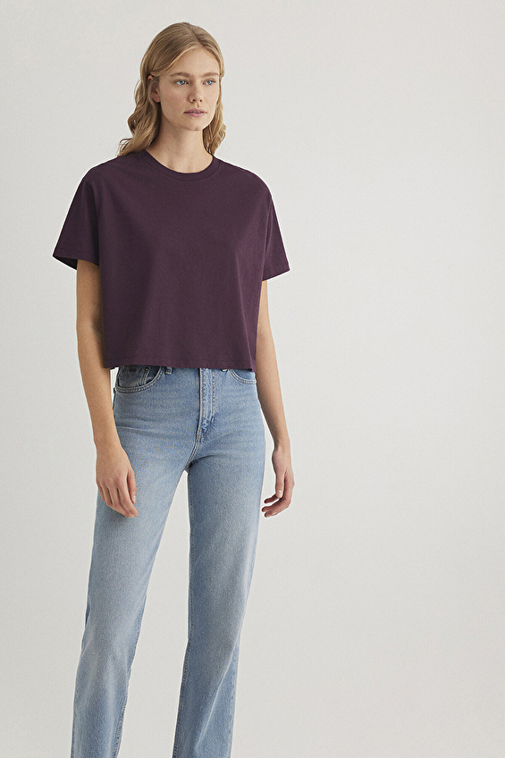 Mavi Bisiklet Yaka Boxy Fit Kısa Kollu Kadın Tişört M1611651 70635 Mor Mavi Bisiklet Yaka Boxy Fit Kısa Kollu Kadın Tişört M1611651 70635 Mor