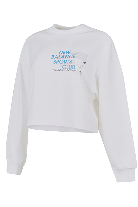 New Balance Kadın Sweatshirt WNC1502 WT Beyaz New Balance Kadın Sweatshirt WNC1502 WT Beyaz